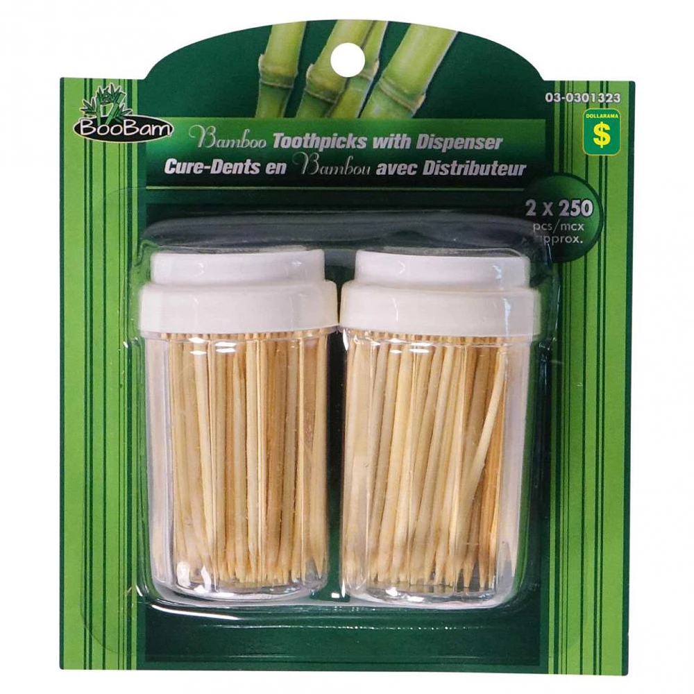 Bamboo Toothpicks with Dispensers 500PK