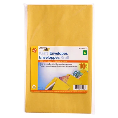 Kraft Envelopes 5.75" x 9.5", 10PK