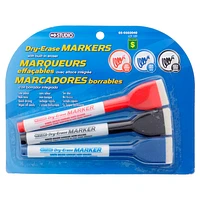 Dry-Erase Markers with Built-in Eraser 3PK