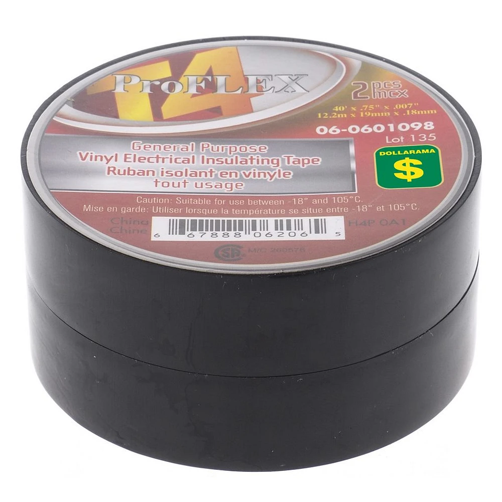 Vinyl Electrical Insulating Tape 2PK