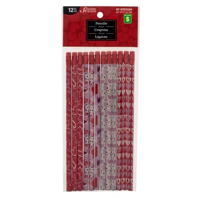 12PK Pencils with Hearts Designs