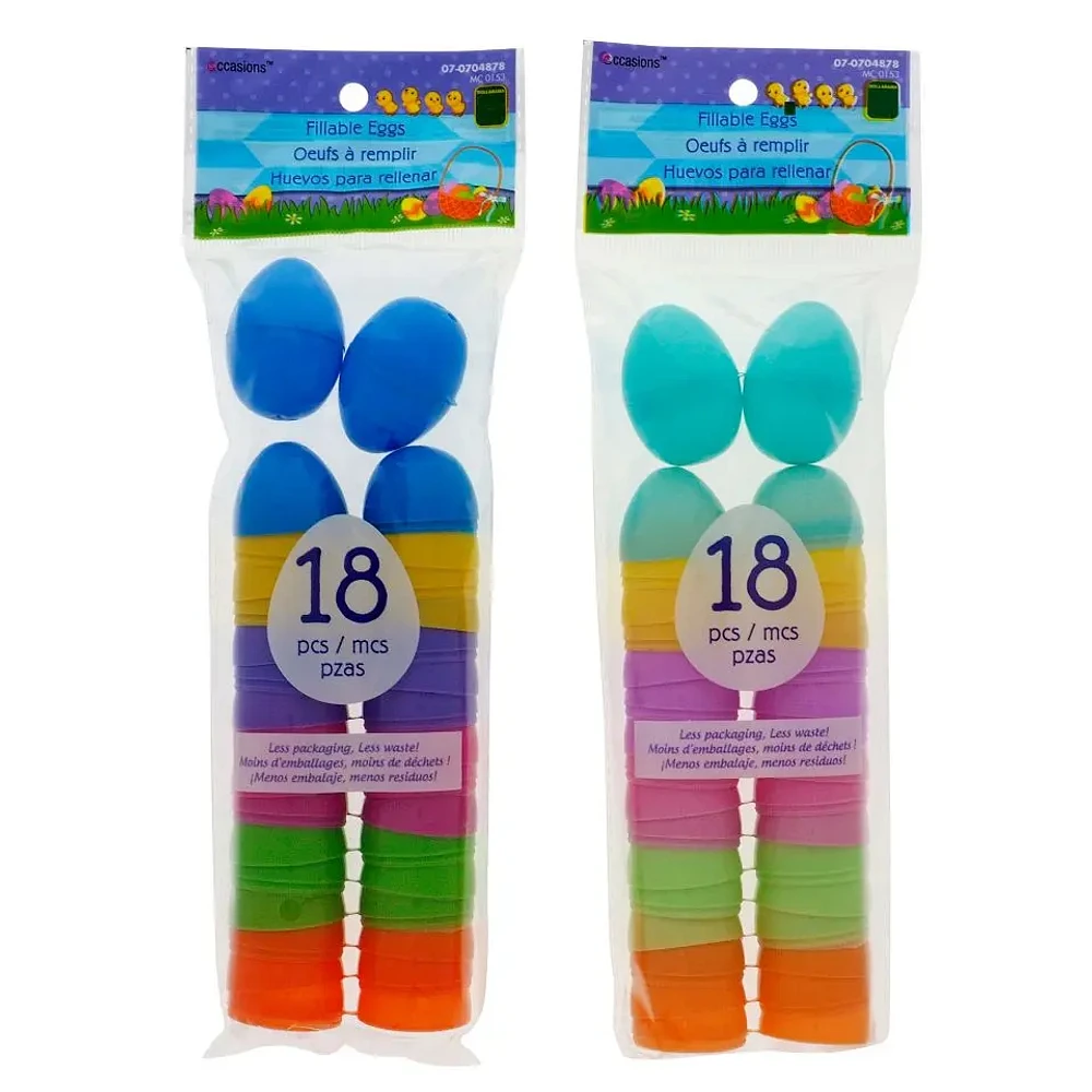 18Pk Easter Fillable Eggs