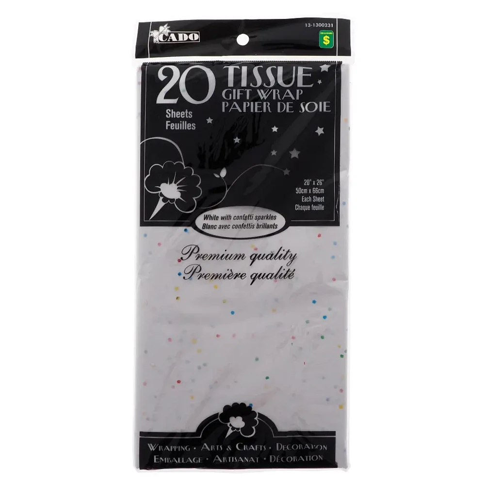 20 feuilles de Papier de soie blanc - confettis