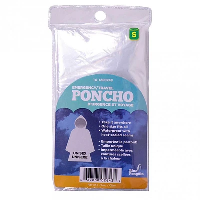 BLUE PENGUIN Plastic Emerg. Rain Poncho