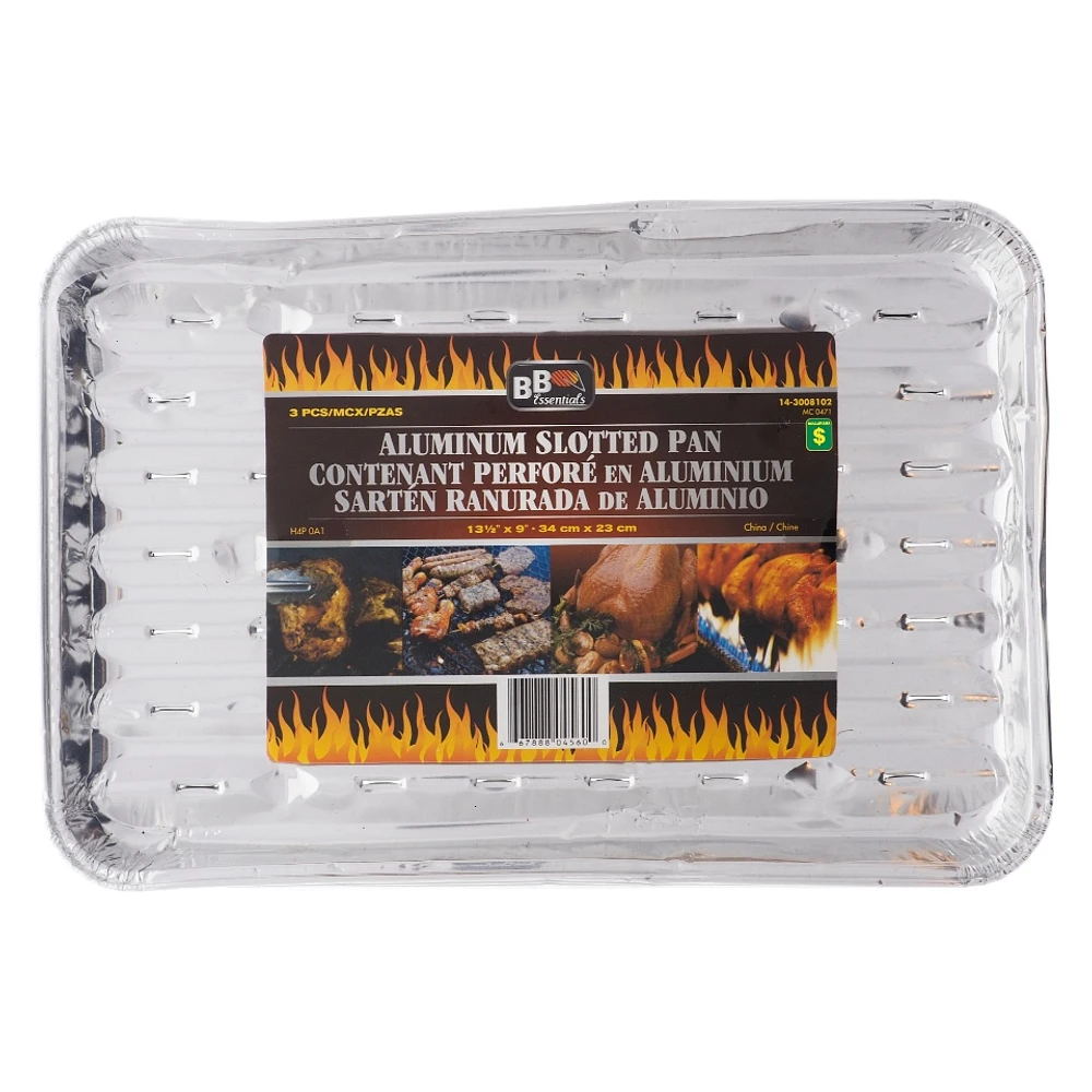 3Pk Slotted Aluminium Barbeque Tray