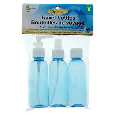 3 Bouteilles de voyage (Couleurs assorties)