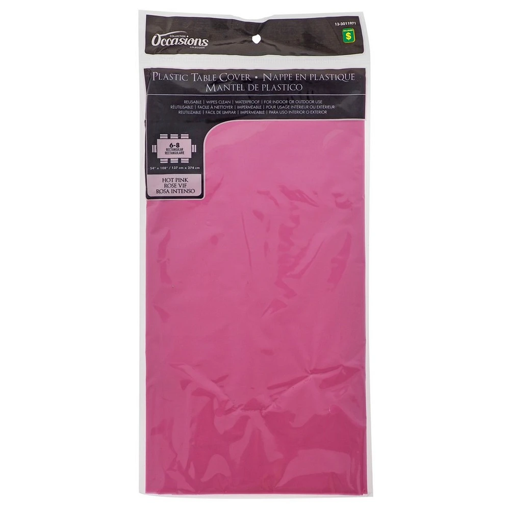 Rectangular Hot Pink Plastic Table Cover