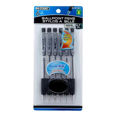 Ballpoint Black and Blue Pens 6PK