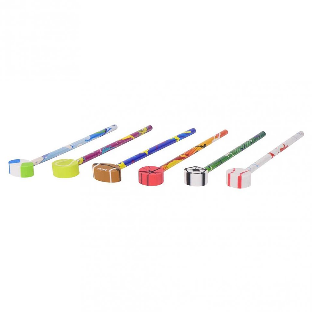 Pencils with Theme Eraser 6PK