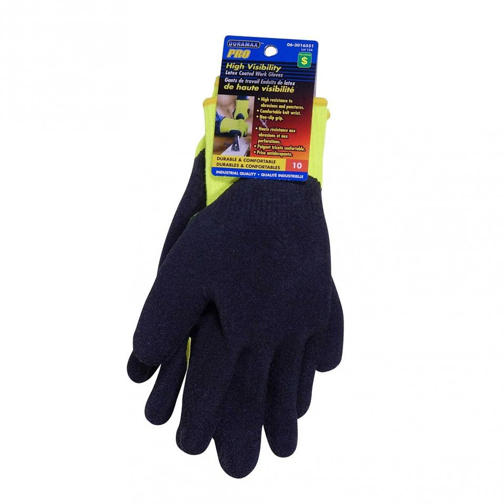 High Visibility Latex Coated Work Gloves