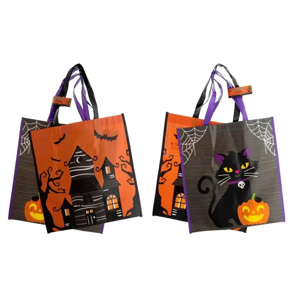 2PK Printed Halloween Plastic Bags with Handles