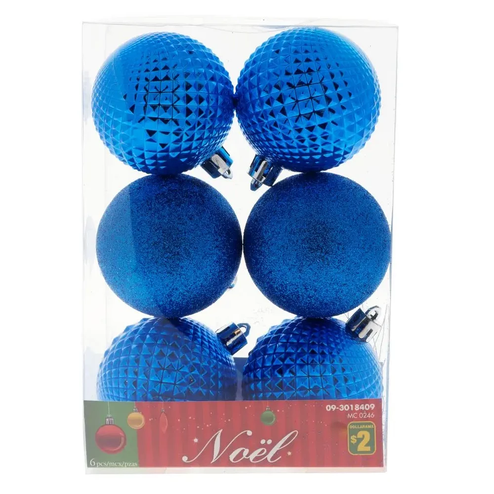 6Pk Christmas Blue and Green Tree balls