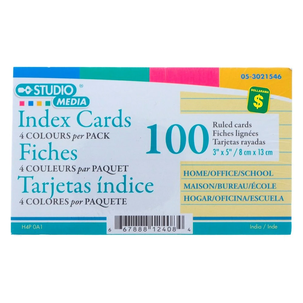 Coloured Ruled Cards 100PK