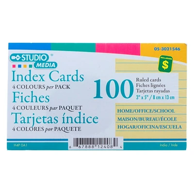 Coloured Ruled Cards 100PK