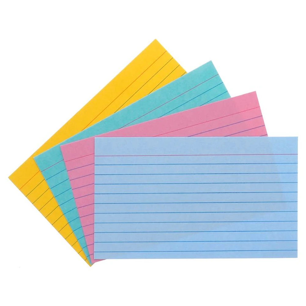 Coloured Ruled Cards 100PK