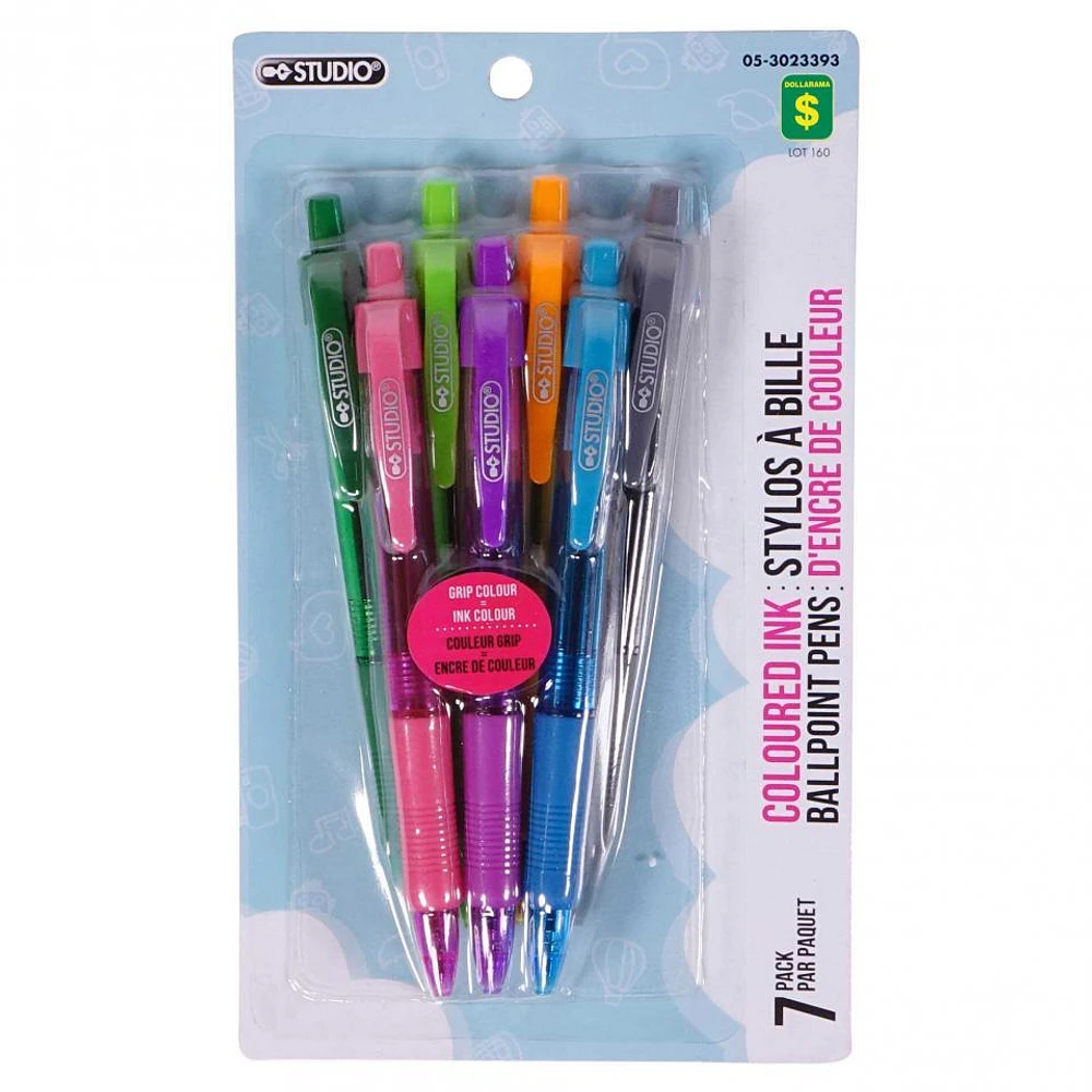 Retractable Ballpoint Pens 7PK