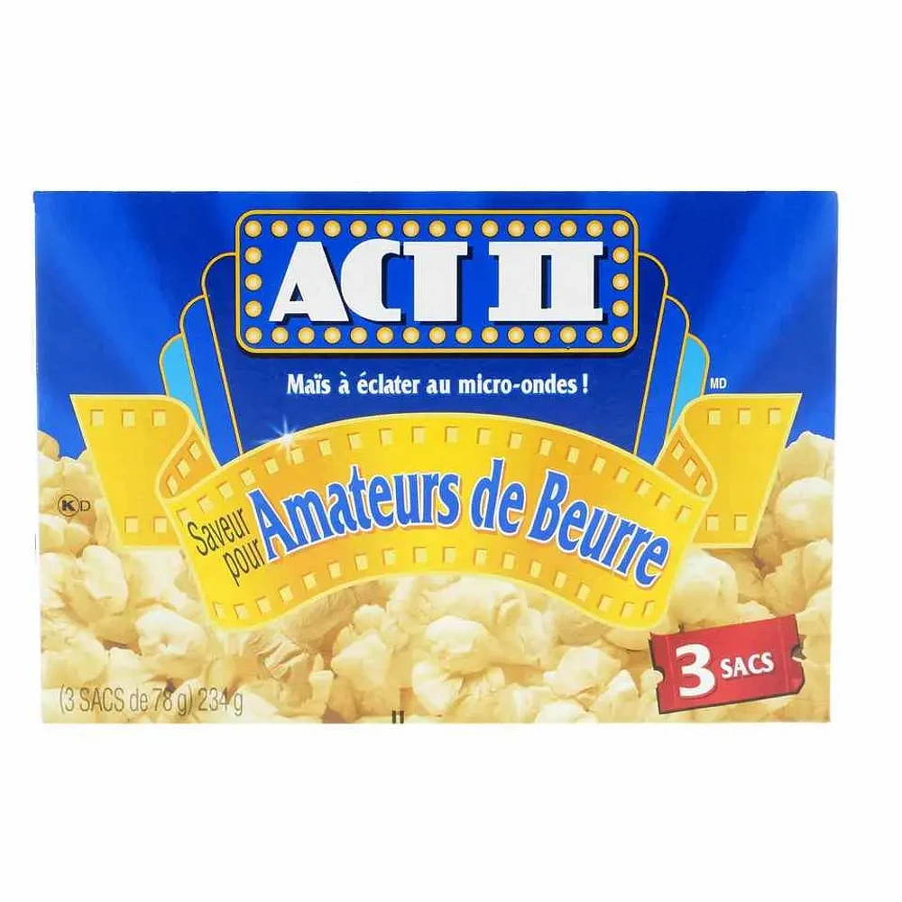 3 Sachets de maïs à éclater au beurre