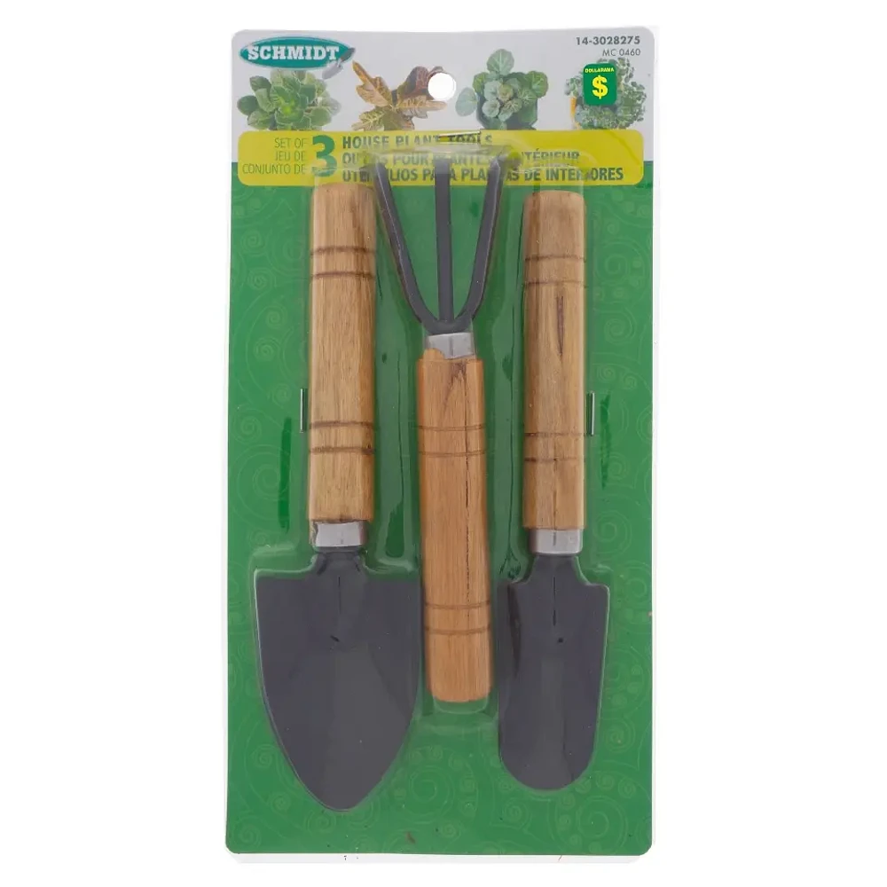 Ensemble de 3 outils de jardinage avec poignée en bois