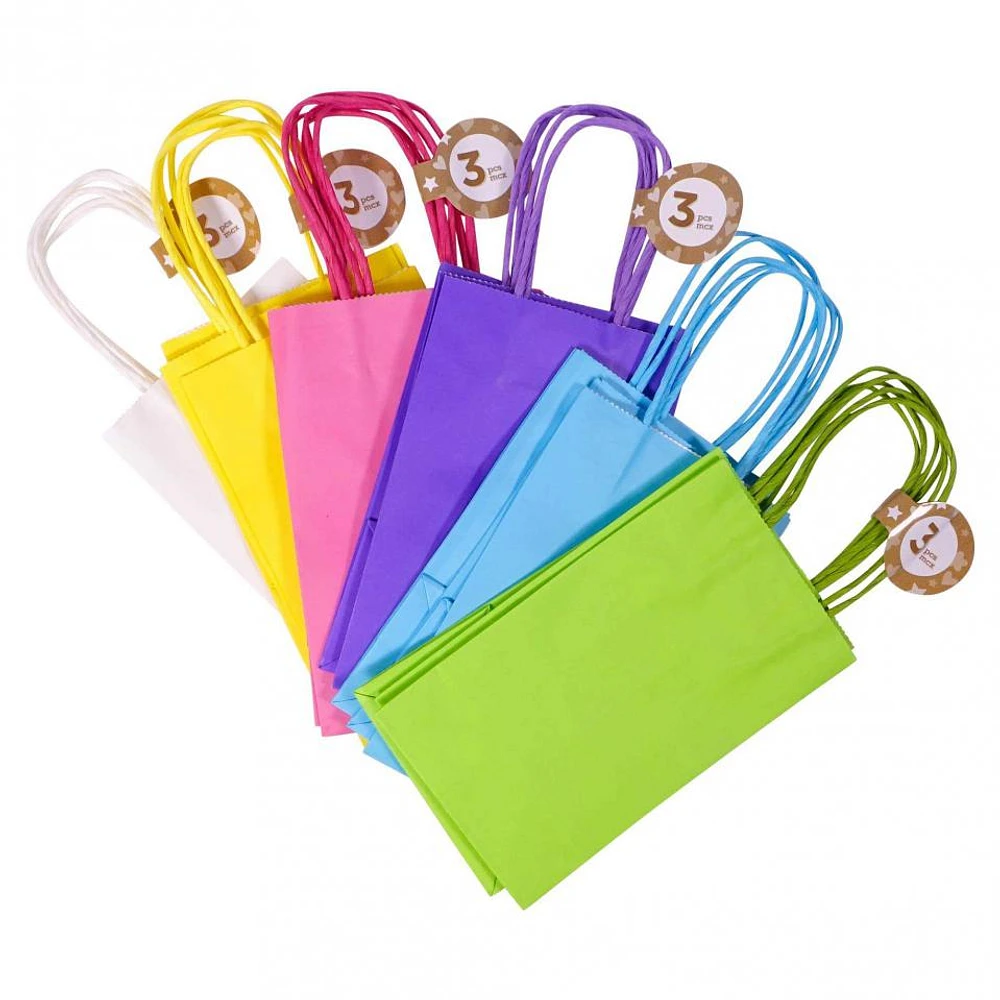 Solid Colour Kraft Paper Bags 3PK
