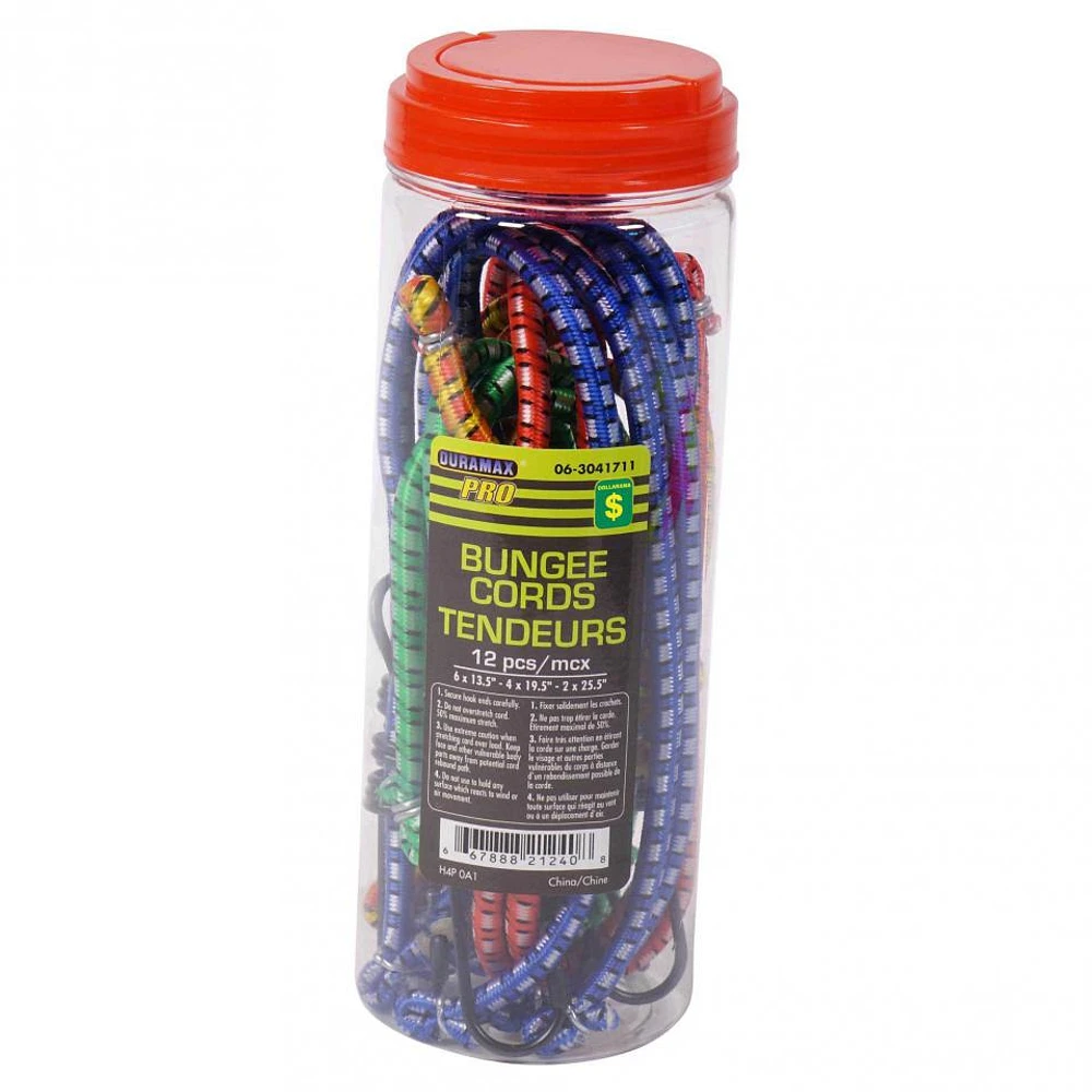 Bungee Cords 12PK (Assorted Colours)