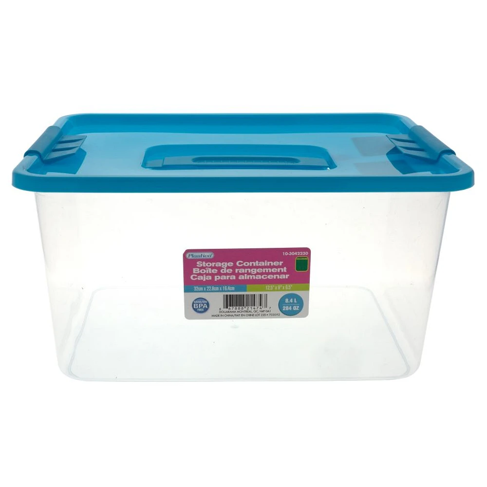 8.4L Storage box with clips on lid