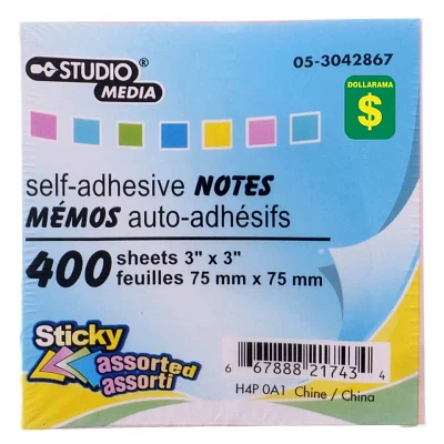 400 Mémos auto-adhésifs (Couleurs assorties)