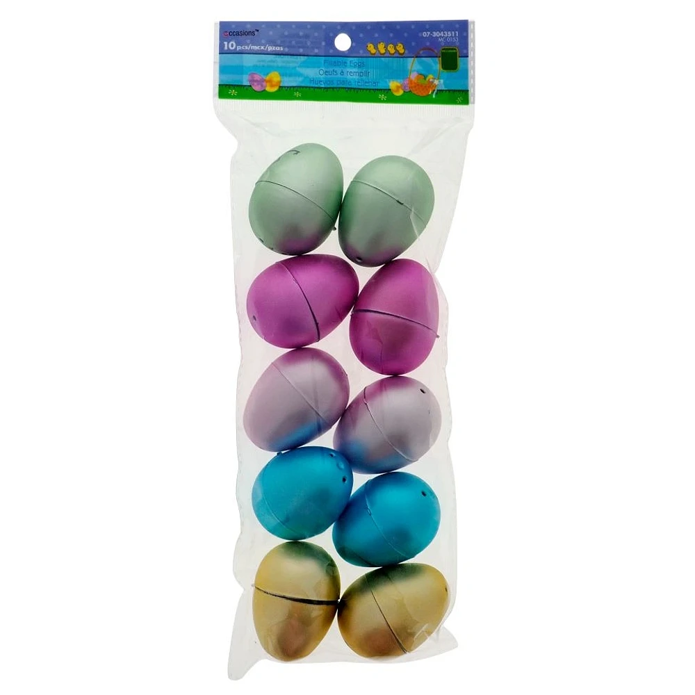 10PK Easter Metallic Fillable Eggs