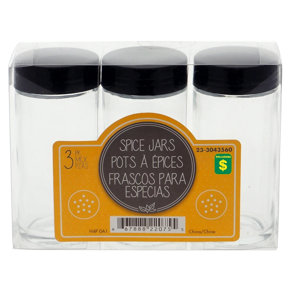 Glass Spice Jar 3PK (Assorted Colours)