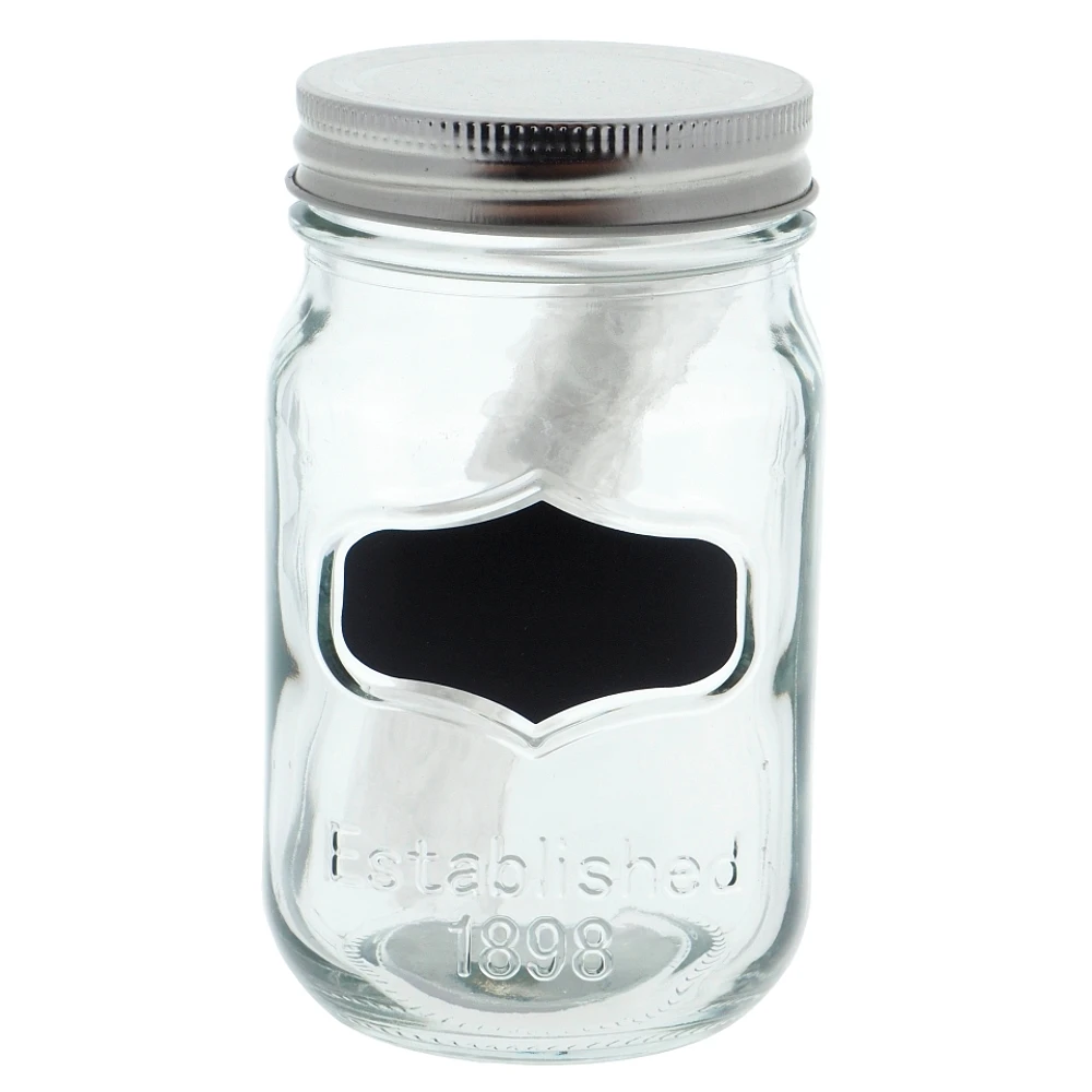 Glass Storage Jar with Metal Lid & Chalk Label