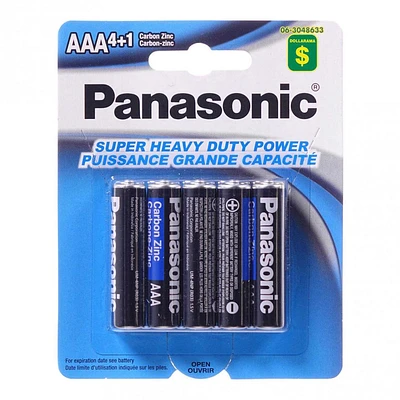 5x AAA Carbon Zinc Batteries