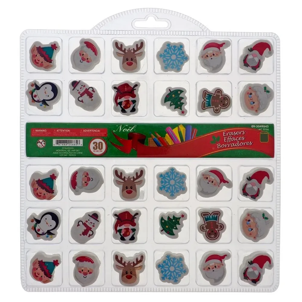 30PK Christmas eraser set