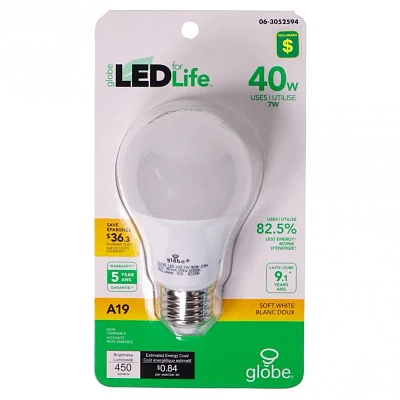 A19 40W LED Soft White Light bulb