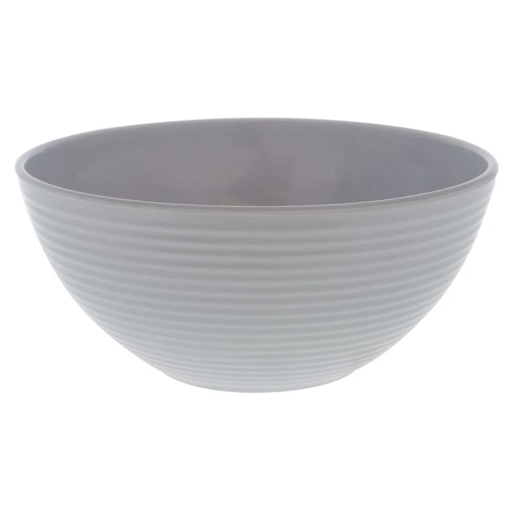 White Mela-Ware Bowl with Swirl Brim