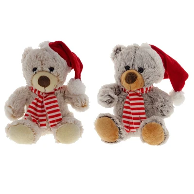 Christmas Bear Plush With Hat and Scarf