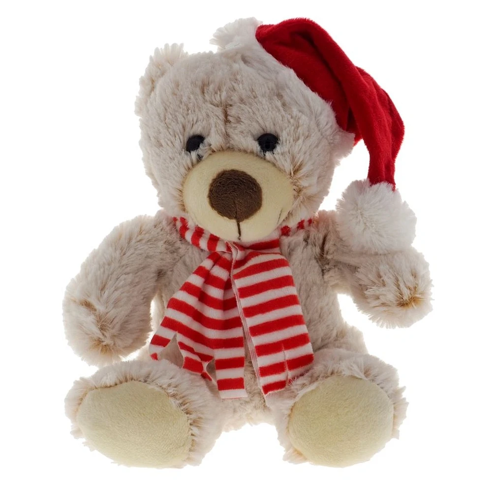 Christmas Bear Plush With Hat and Scarf