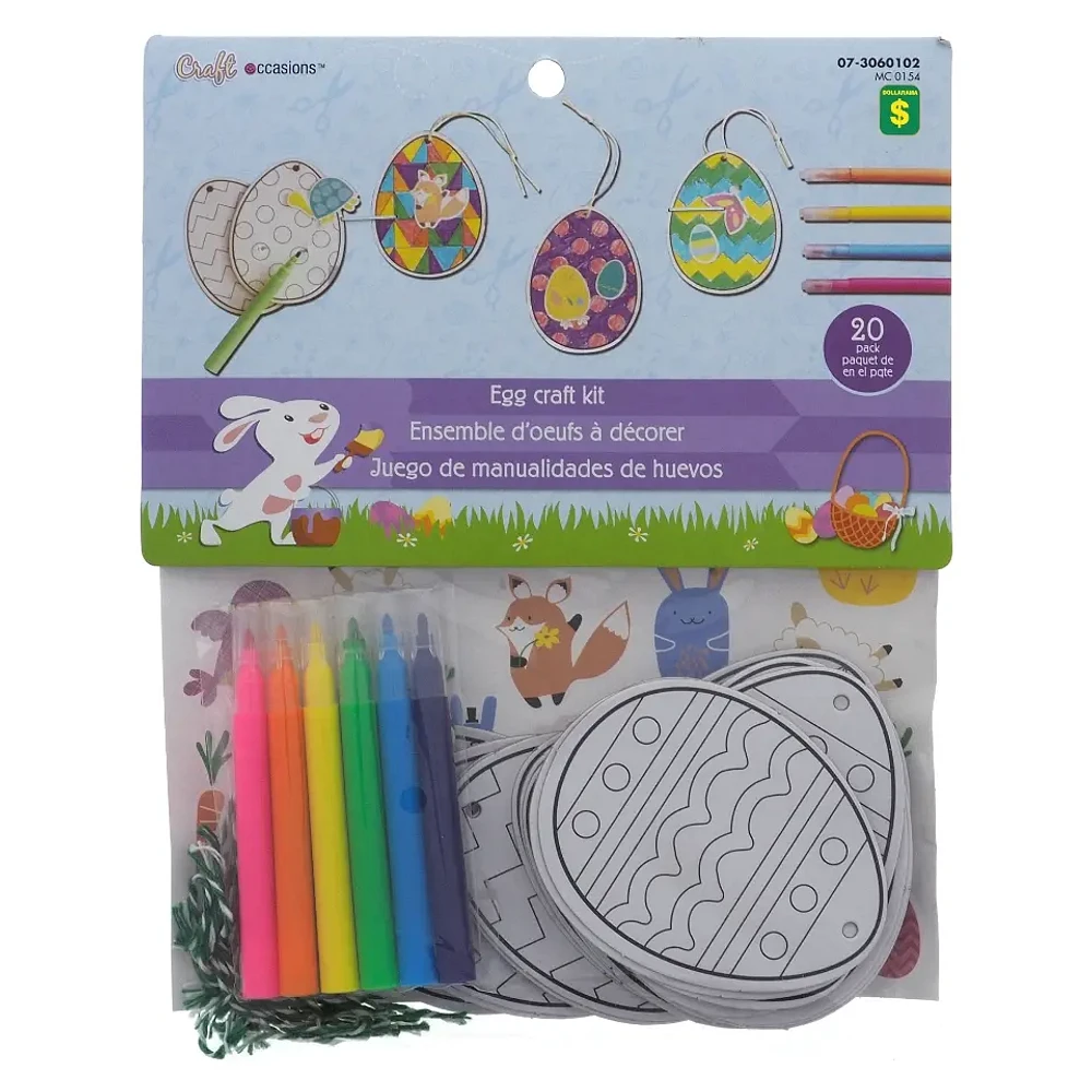 20PK Coloring Cardboard Eggs Craft Kit with Stickers