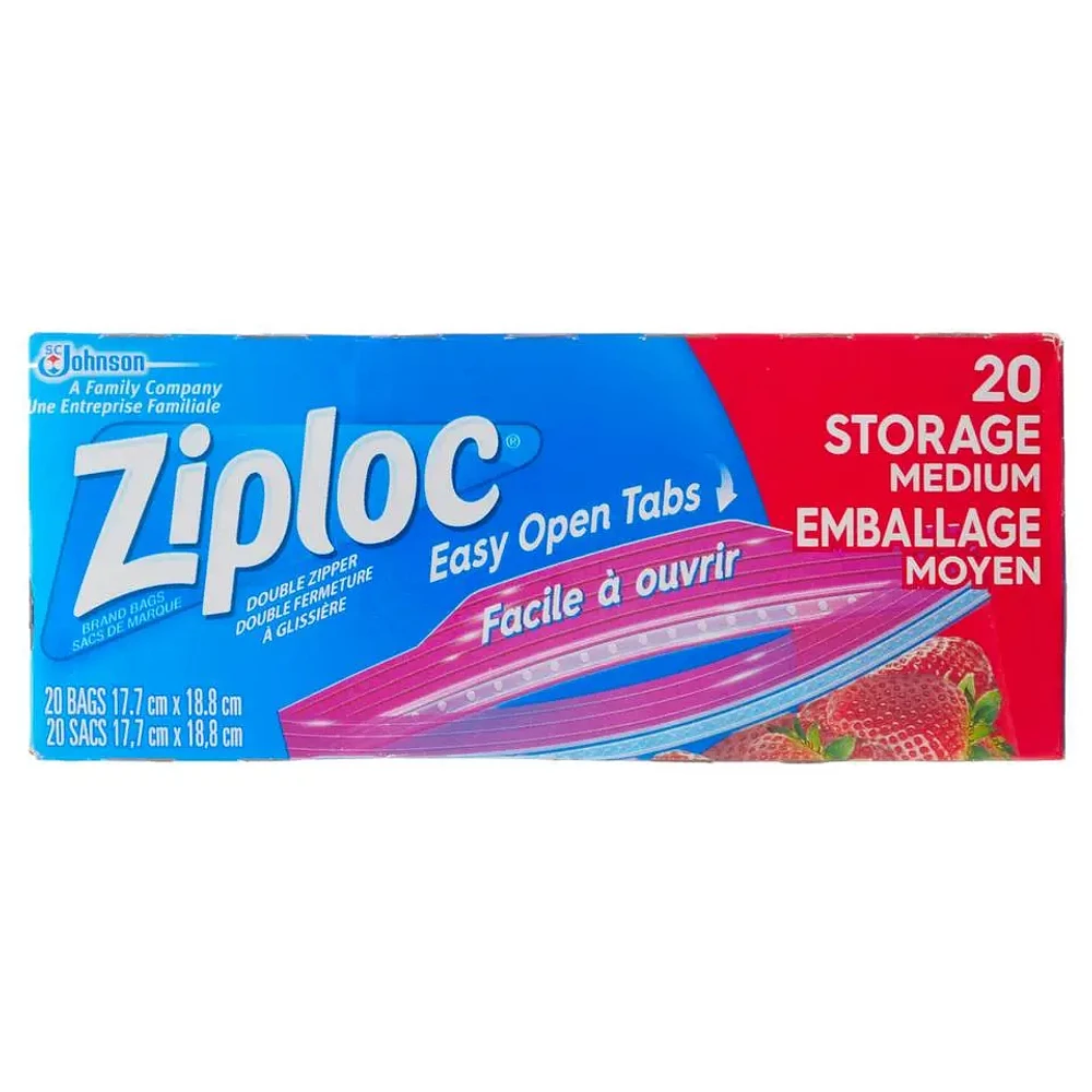 20 Sacs d'emballage moyens Ziploc