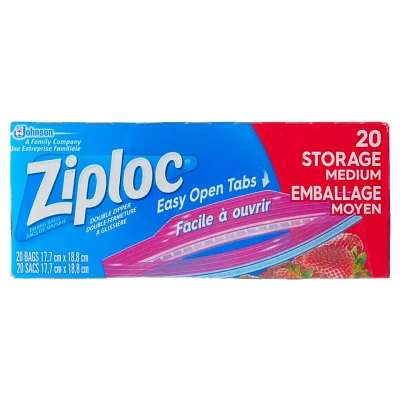 20 Sacs d'emballage moyens Ziploc