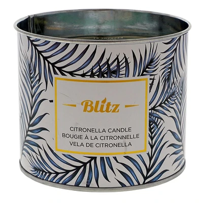 Citronella Candle In Printed Palm Leaf Can