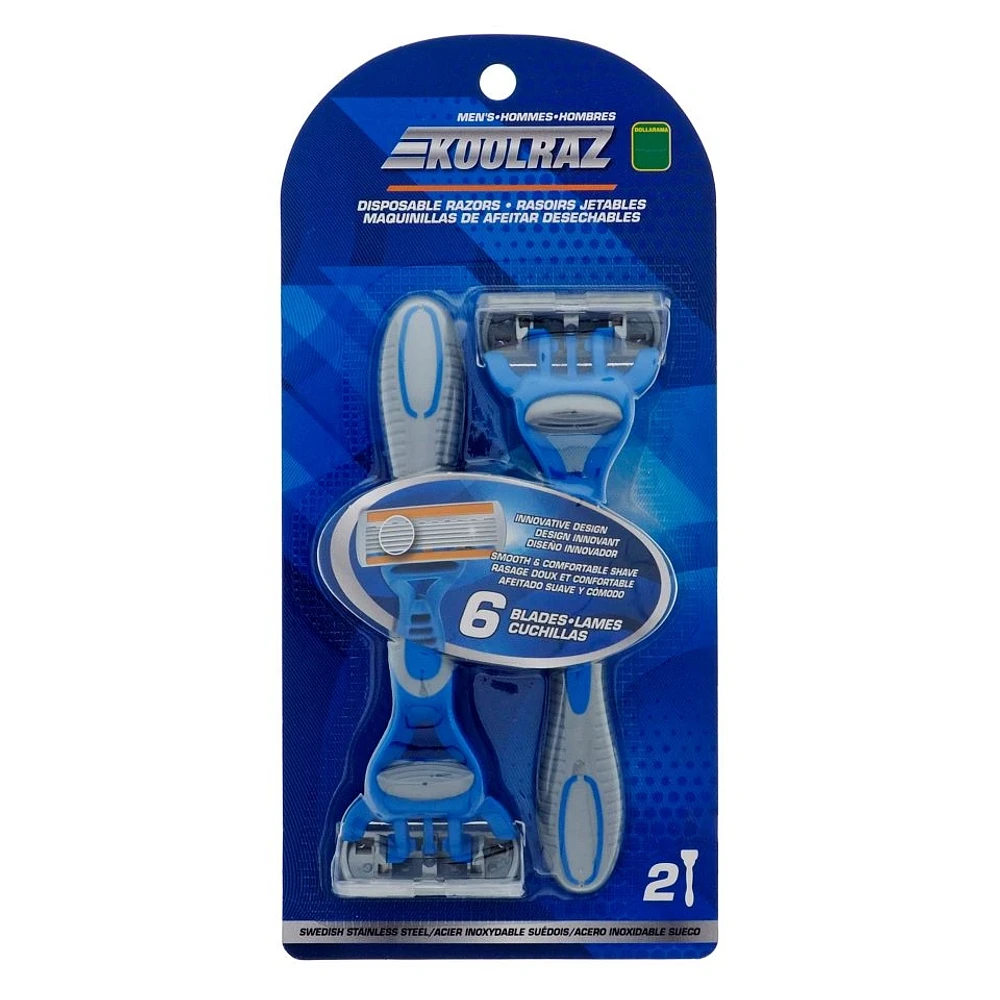 2PK Men's 6 Blade Disposable Razors