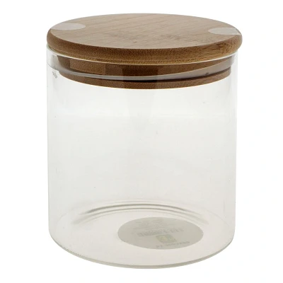 Glass Storage Jar with Lid Bamboo Lid 640ml