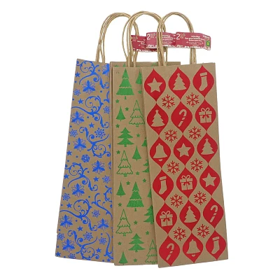 2pk Brown Kraft Wine Bags