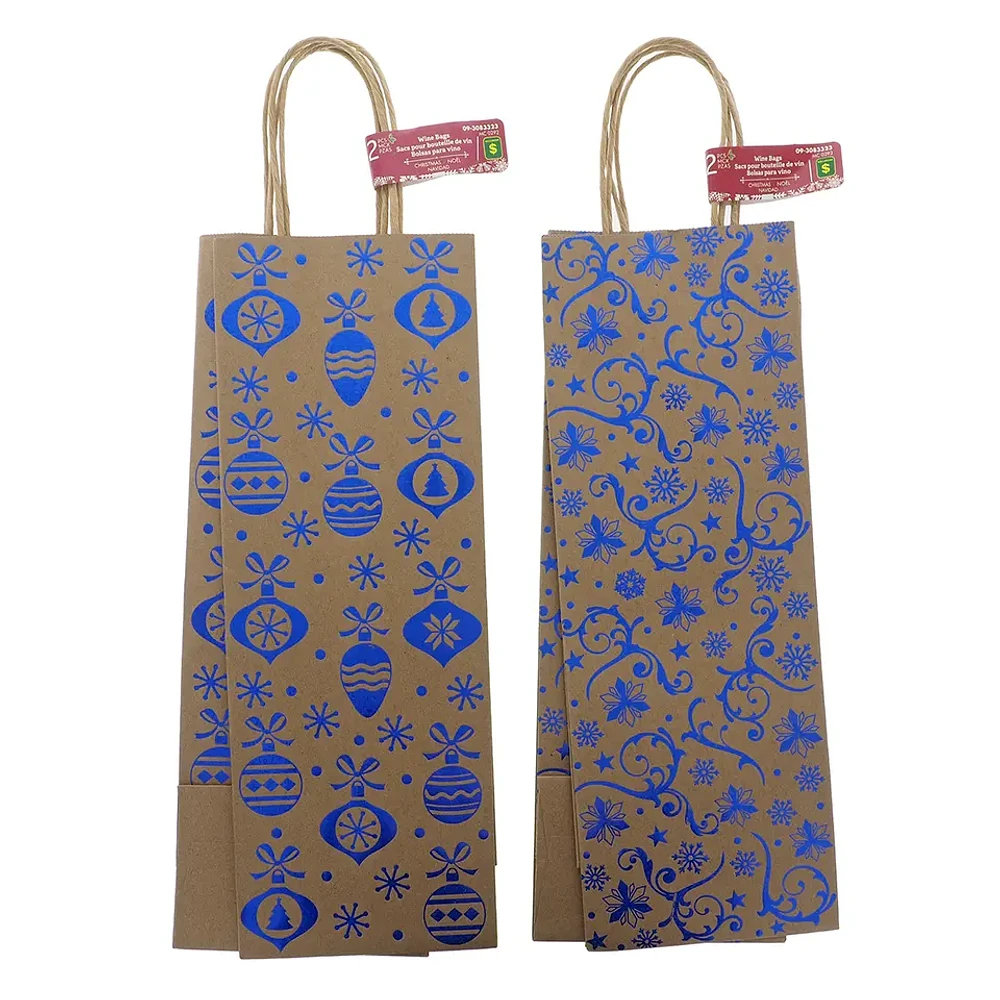 2pk Brown Kraft Wine Bags