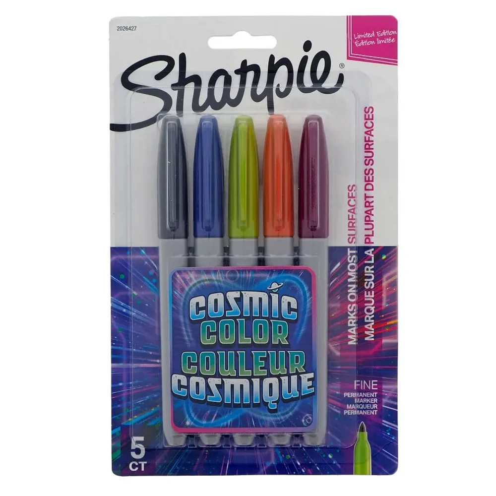 Paq de 5 marqueurs fins Sharpie couleurs cosmiques