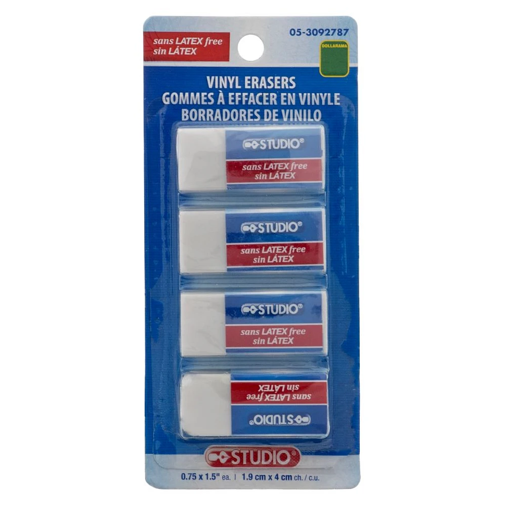 Mini White Vinyl Erasers