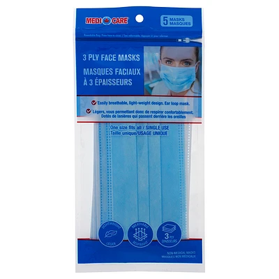 5Pk Protective Disposable Masks