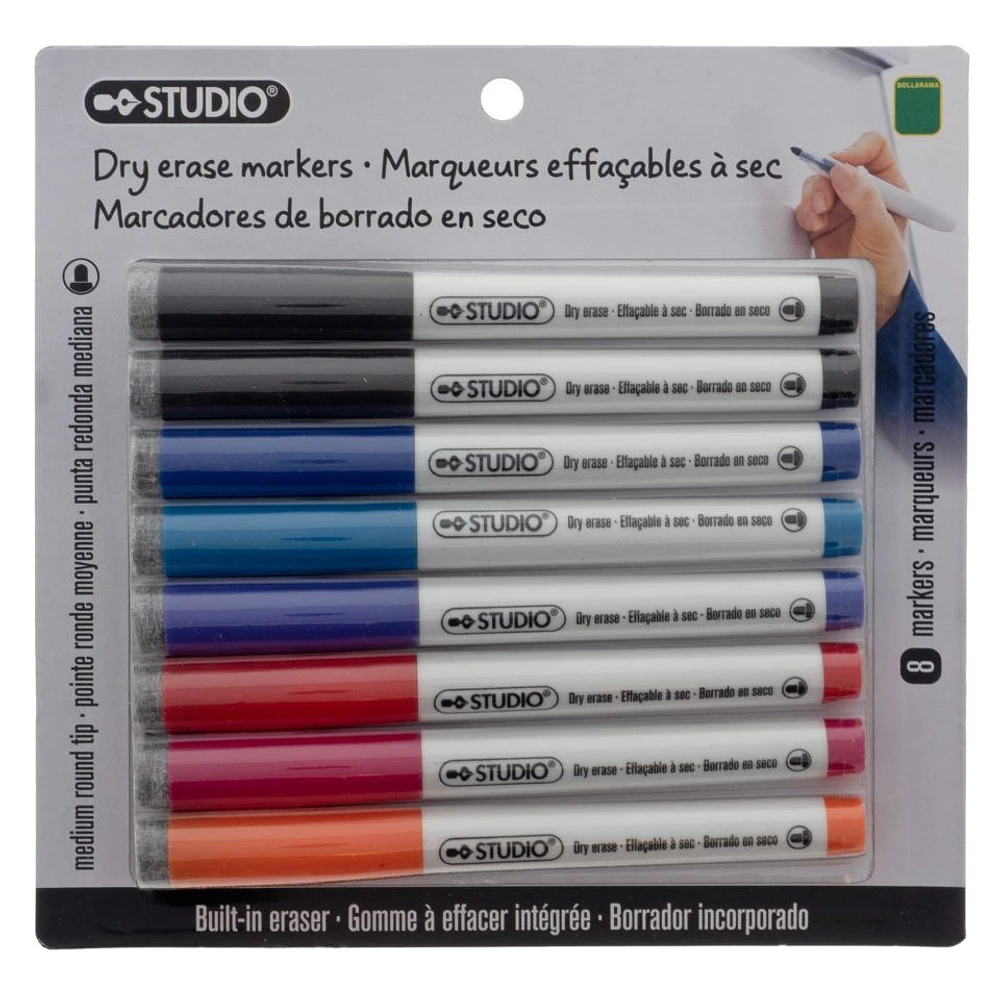 Dry Erase Markers with Erasers