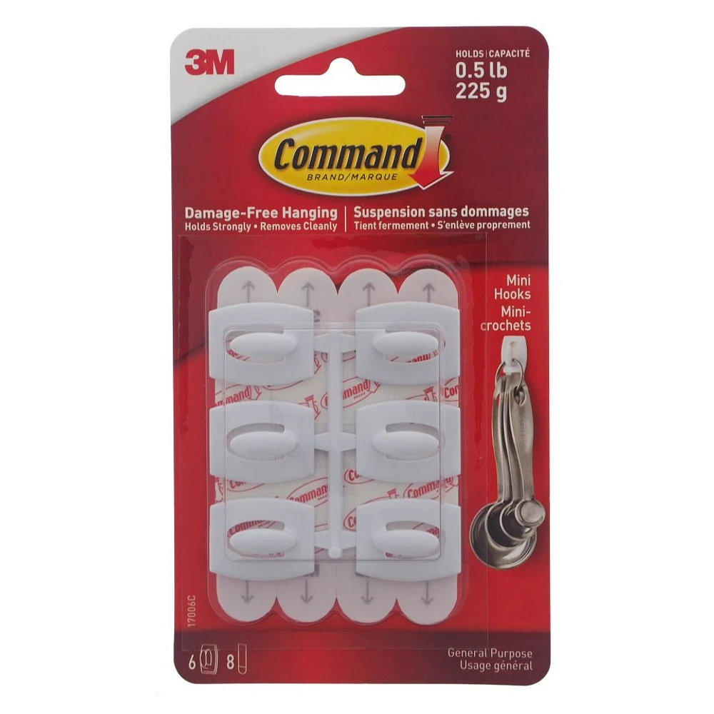 6Pk White Mini Hooks