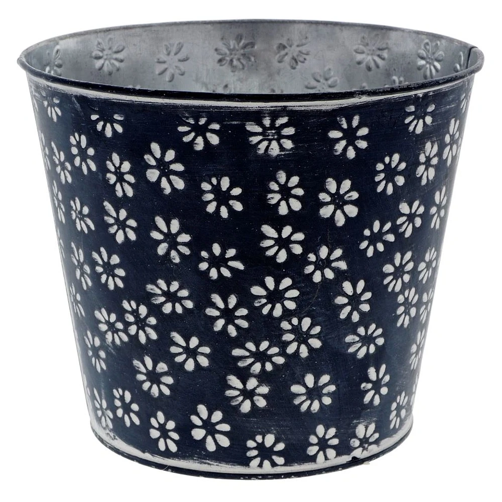 Galvanized Round Bucket With Flower Print