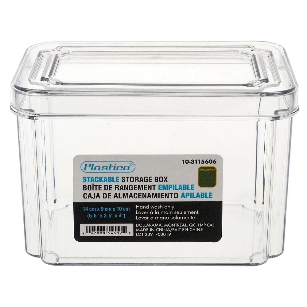 Stackable Clear Plastic Box with Lid, 930ml